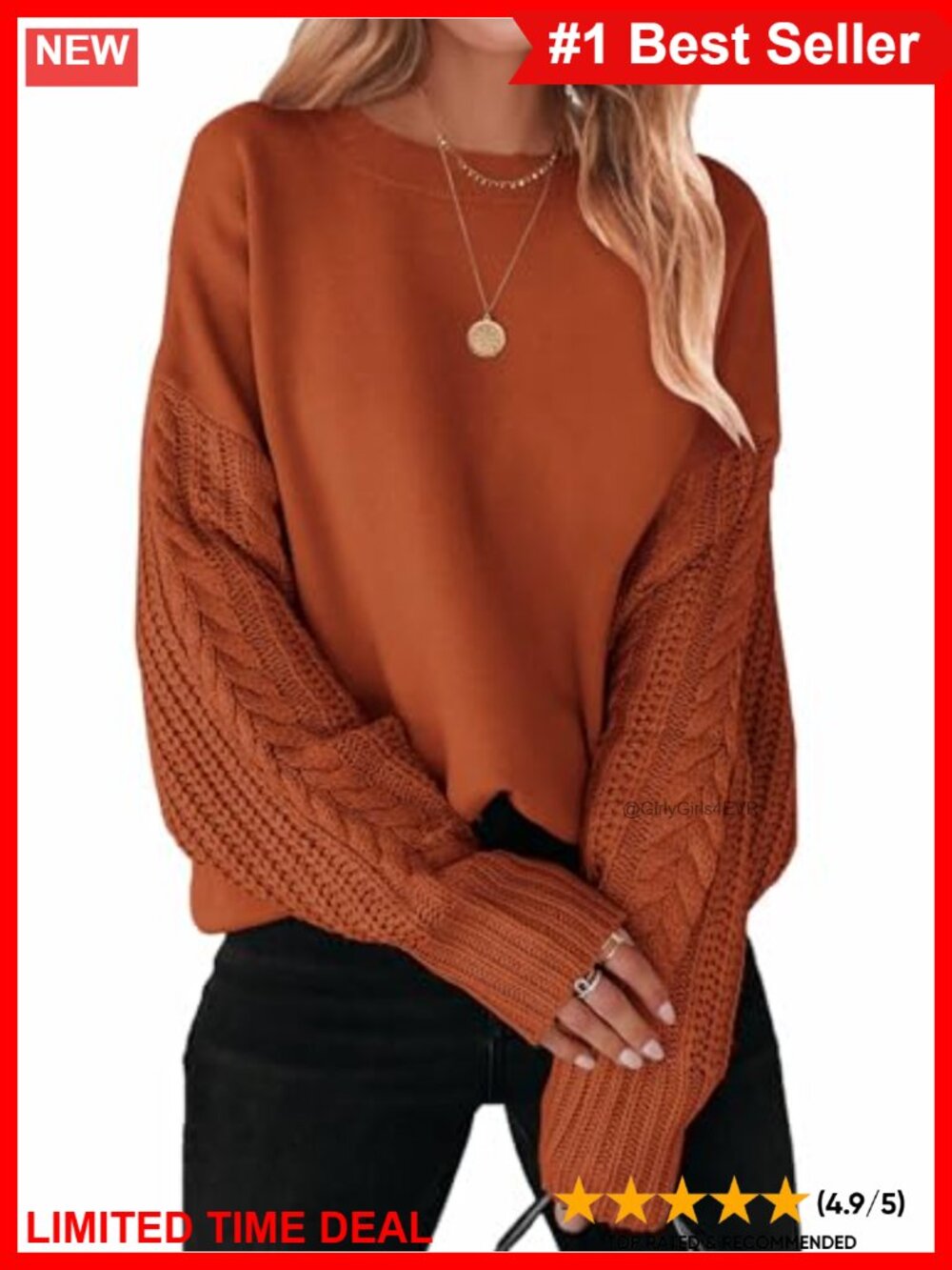Cable Knit Oversized Sweater Pullover Drop Shoulder Tunic Fall Winter
